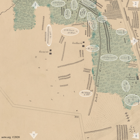 Burial Map: click on a highlighted area for more information